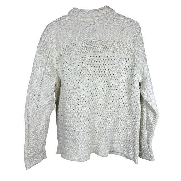 L.L. Bean Women’s 1X Cotton Fisherman Cable Knit Cardigan Sweater Ivory - Picture 10 of 14